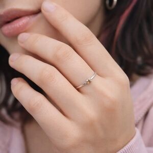 NWT Amber Square CZ Ring 925 Sterling Silver Thin Minimalist Size 7 Women